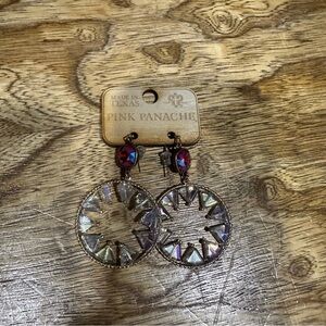 New Pink Panache iridescent triangles and gold earrings with pink swavorski